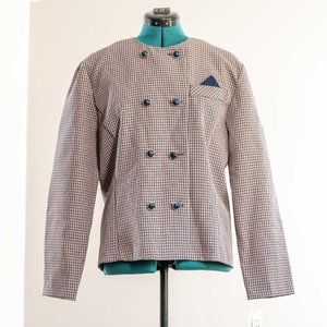 Vintage NWT Blouse Long Sleeve Grey Blue Checker Size 12